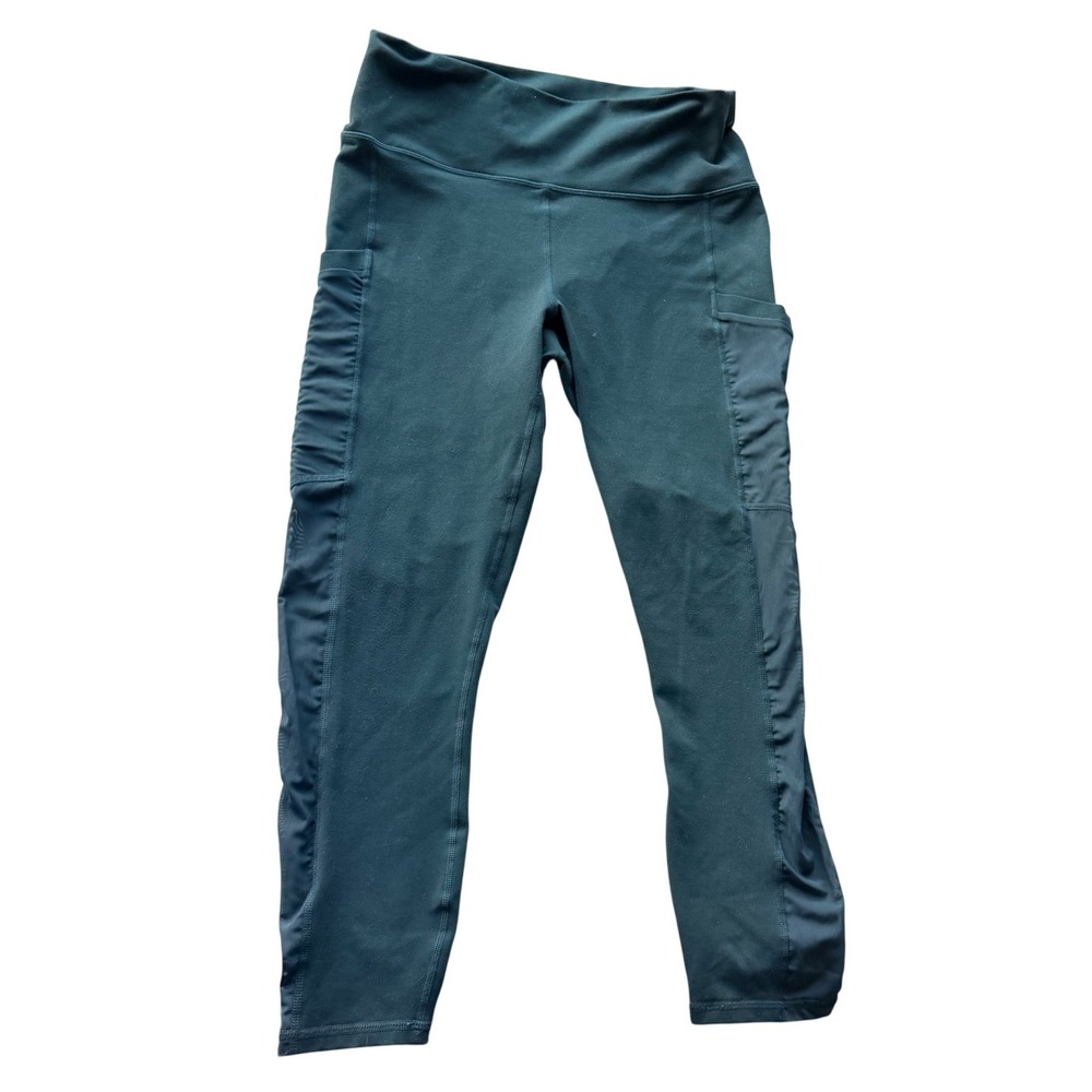 Fabletics Womens Powerhold High Waisted Mesh Pocket Leggings Small‎ Dark Green